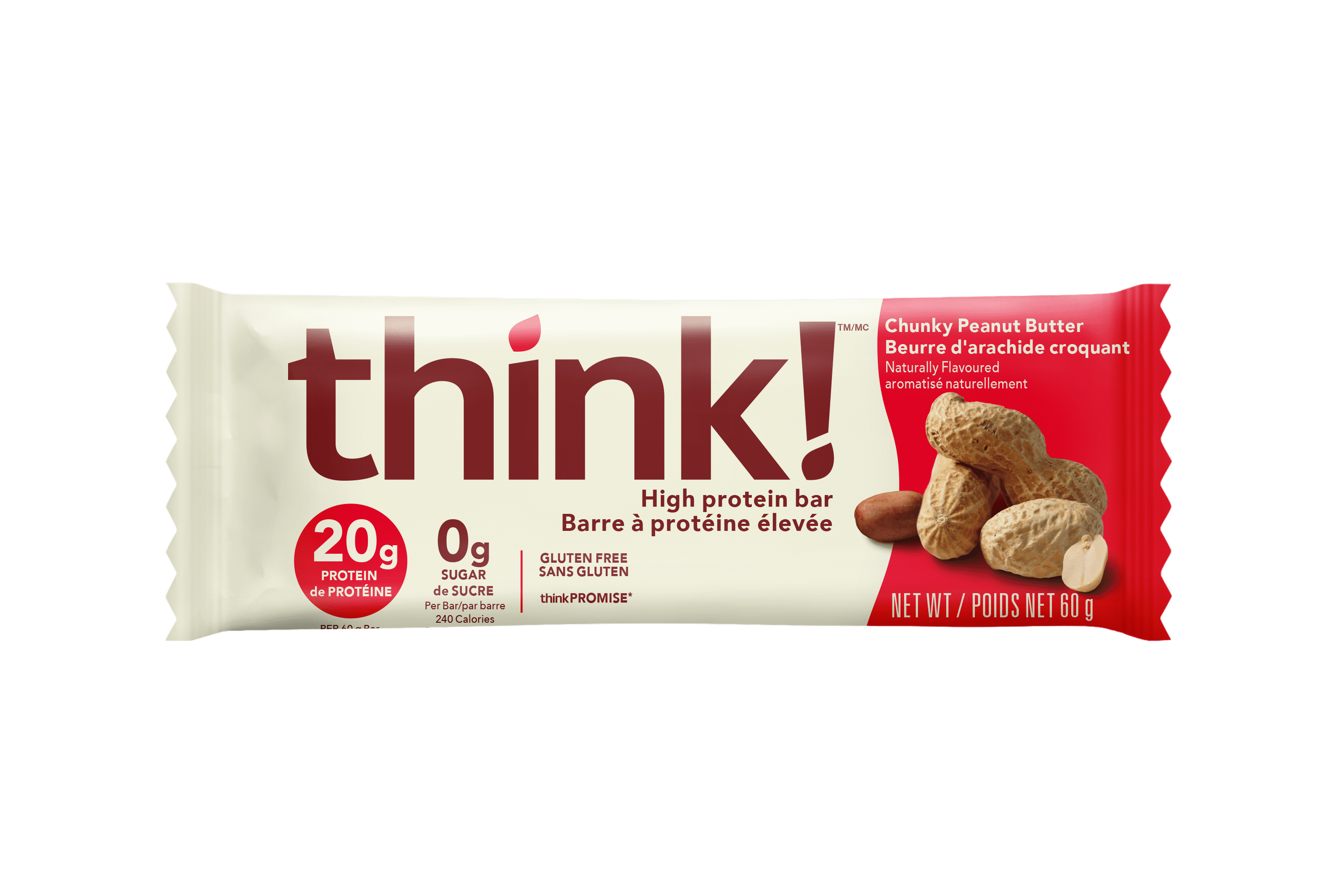 think! High Protein Bars, Chunky Peanut Butter, 20g Protein, 10 Ct