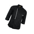 thumbnail image 1 of facefd Retro Chef Jacket Coat Uniform Long Sleeve Hotel Kitchen Apparel 3XL Black, 1 of 8