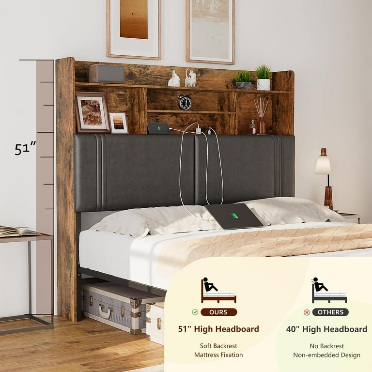 High profile bed frame with headboard deals