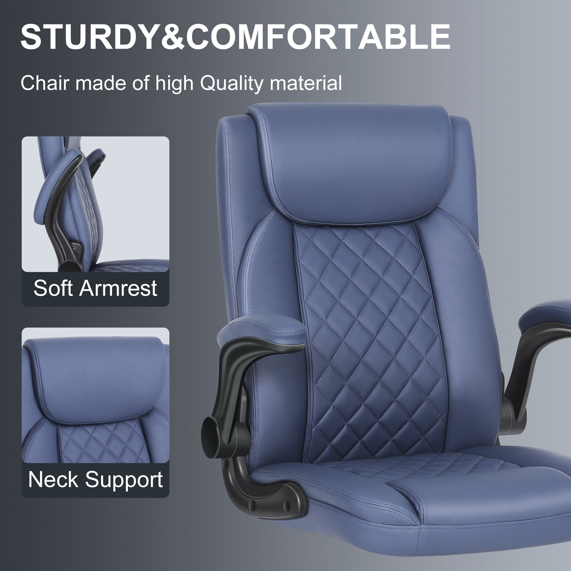 Misolant Drafting Chair, Tall Office Chair for Standing Desk, Standing Desk Chair with Adjustable Height and Flip-up Arm, Leather Drafting Chair, High Office Chair for Counter Height Desk