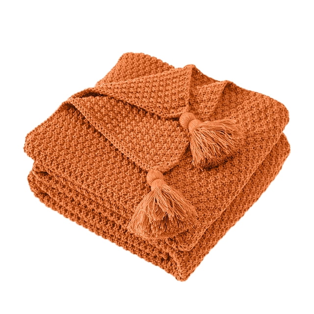 Couverture de Sofa Orange Couverture à Franges Coupe-Vent Couverture Tricotée Couverture de Climatisation de Bureau Couverture de Sieste Housse de Couverture Couverture de Sofa