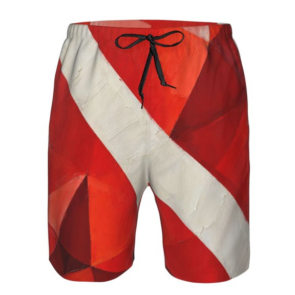 Mens Beach Shorts Diver Down Flag Quick Dry Swim Shorts with Mesh Lining XX-Large