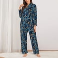 thumbnail image 2 of Balery Blue Leaves A Pattern Pajama Sets for Women Long Sleeve 2 Piece Sleepwear Loungewear Sets Soft PJ's with Pockets Long Sleeve Comfy Pj Sets-XX-Large, 2 of 7