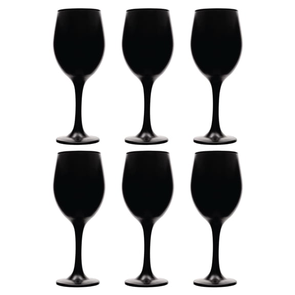 Vikko Black Wine Glasses, 14 Ounce Wine Glass, Set of 6 Matte Black Stemmed Wine Glasses for Red and White Wine, Thick and Durable Wine Glasses