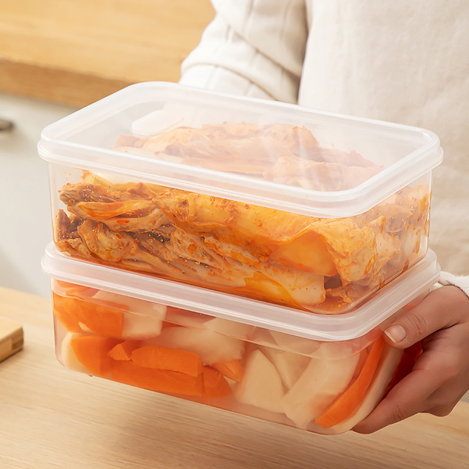 Kitchen Large Capacity Food Storage Box with Lid, Airtight Food Storage Container Plastic Storage Bins Stackable Clear Storage Bins for Home and Office Organization