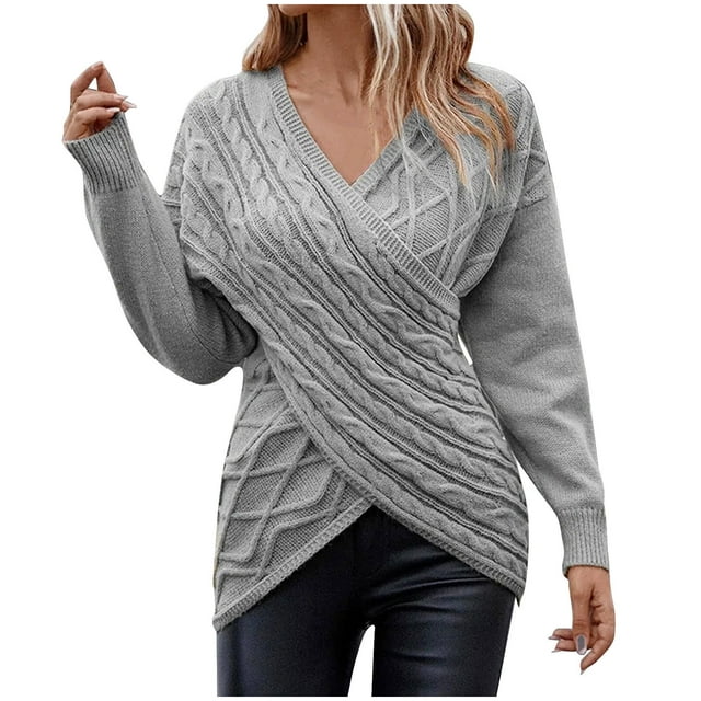 Timegard Womens Going out Tops Sweaters Slim Fitting V Neck Irregularly Longs Sleeve Pullover Fall Winter
