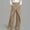 Khaki, variant on Women's High-Waisted Cross-Overlap Wide Leg Skirt Pants - Asymmetrical Linen-Look Wrap Front Trousers - Flowy Palazzo Culottes with Pockets, Wine S