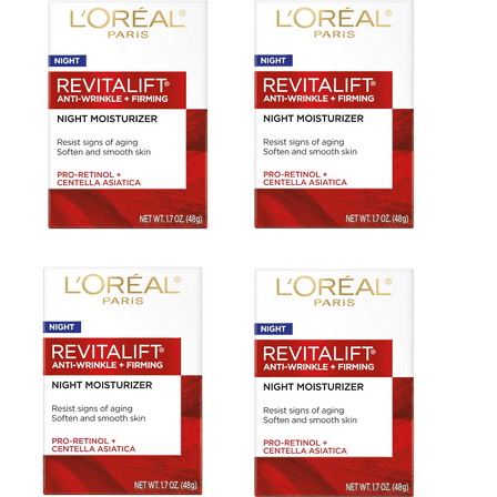 LOreal Revitalift Anti Wrinkle Firming Night Moisturizer 1.7oz. (Pack of 4)
