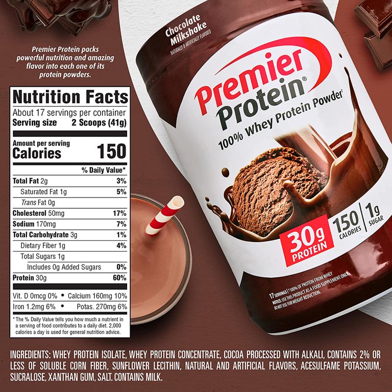 Premier Protein Powder, Cafe Latte , 30g Protein, 1g Sugar, 100% Whey  Protein, Keto Friendly, No Soy Ingredients, Gluten Free, 17 servings, 23.9  Ounce