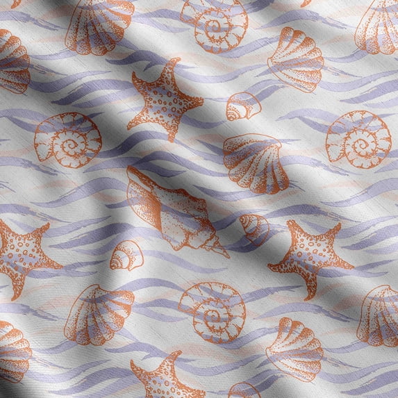 Soimoi Sea Shell Print,Cotton Cambric, Quilting Fabric Sold by The Yard 42 Inch Wide, Medium Weight Cotton Fabric, SewingSupplies,Orange