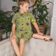 thumbnail image 4 of Fotbe Sage Green With Sunflowers Pijama Estampada de 2 Piezas para Niños – Ropa de Dormir de Manga Corta Cómoda para Niños y Niñas, Camiseta y Shorts de Algodón-Large, 4 of 6