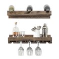 thumbnail image 4 of del Hutson Designs Rustic Luxe 24" Bottle/Glass Rack, Set of 2, Dark Walnut, 4 of 6