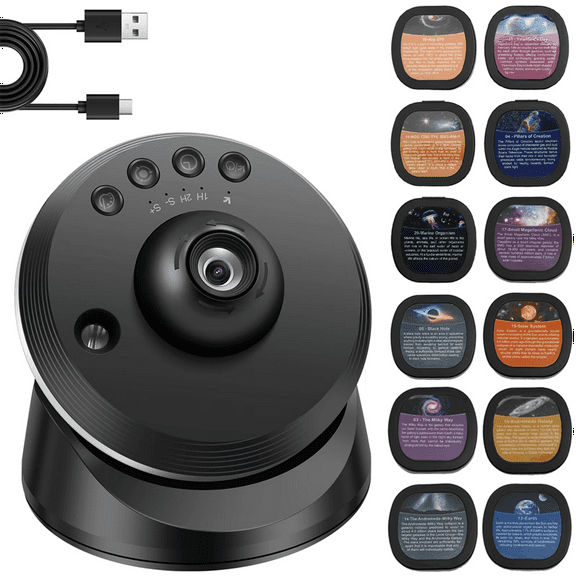 Meteor Galaxy Projector HD Projection Star Projector Realistic Starry 360° Rotation Realistic Starry Night Instrument,1 * Star Projector 1 * charging cable,Black