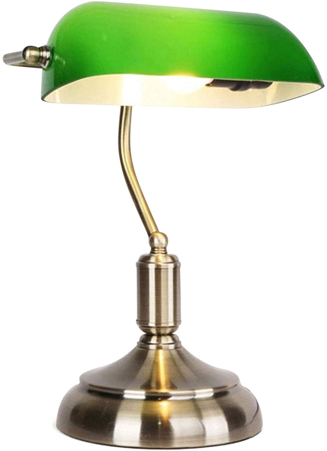 Retro Bankers Lamp Reading Light Green Glass Shade Brass Stand Office 60W 110V