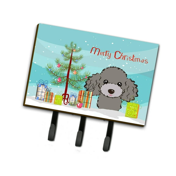Carolines Treasures BB1631TH68 Christmas Tree & Silver Gray Poodle Leash or Key Holder