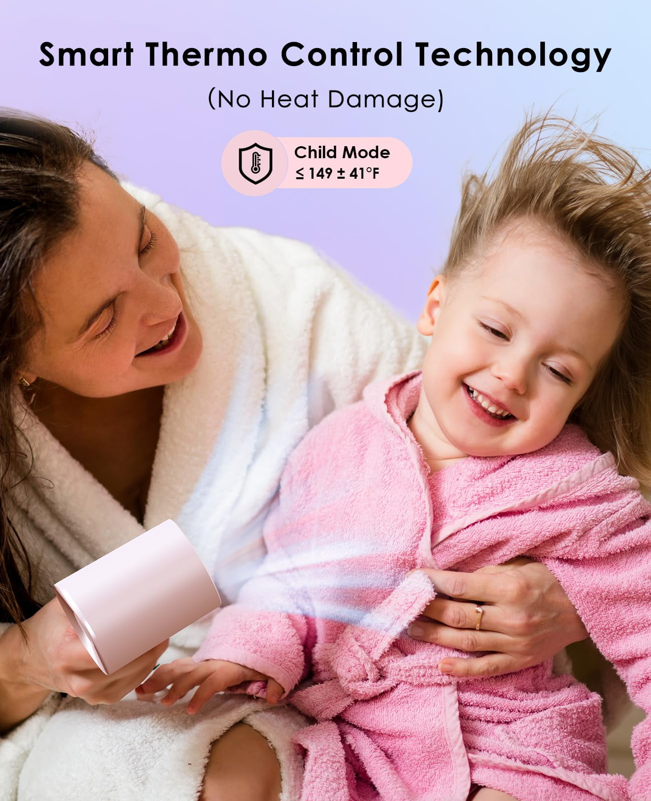 Negative Ionic Hair Dryer with 110,000 RPM Motor - High-Speed Lightweight Blow Dryer for Travel & Home Use, Fast Drying Low Noise Hair Drier with Smooth Nozzle, Pink