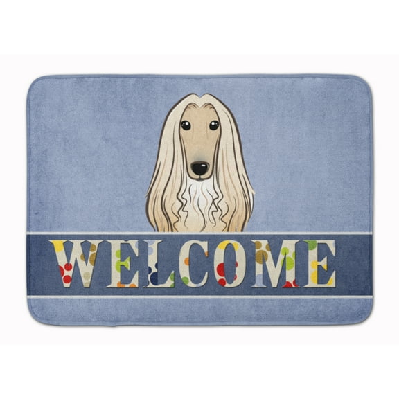 Carolines Treasures BB1430RUG Afghan Hound Welcome Machine Washable Memory Foam Mat Blue 19 X 27" multicolor