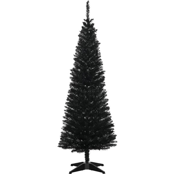 Slim Xmas Tree with Plastic Stand,5' Artificial Pencil Christmas Tree with Easy Setup