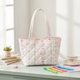 thumbnail image 4 of Floral Quilted Cotton Shoulder Bag Fashion Underarm Bag with Bow Commute Bag for Women Work Shopping Travel (Style B), 4 of 9