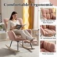 thumbnail image 5 of S-HOME Teddy Fabric Rocking Chair with Adjustable Footstool, High Backrest and Storage Pocket for Versatile Indoor Use, Pink, 5 of 19