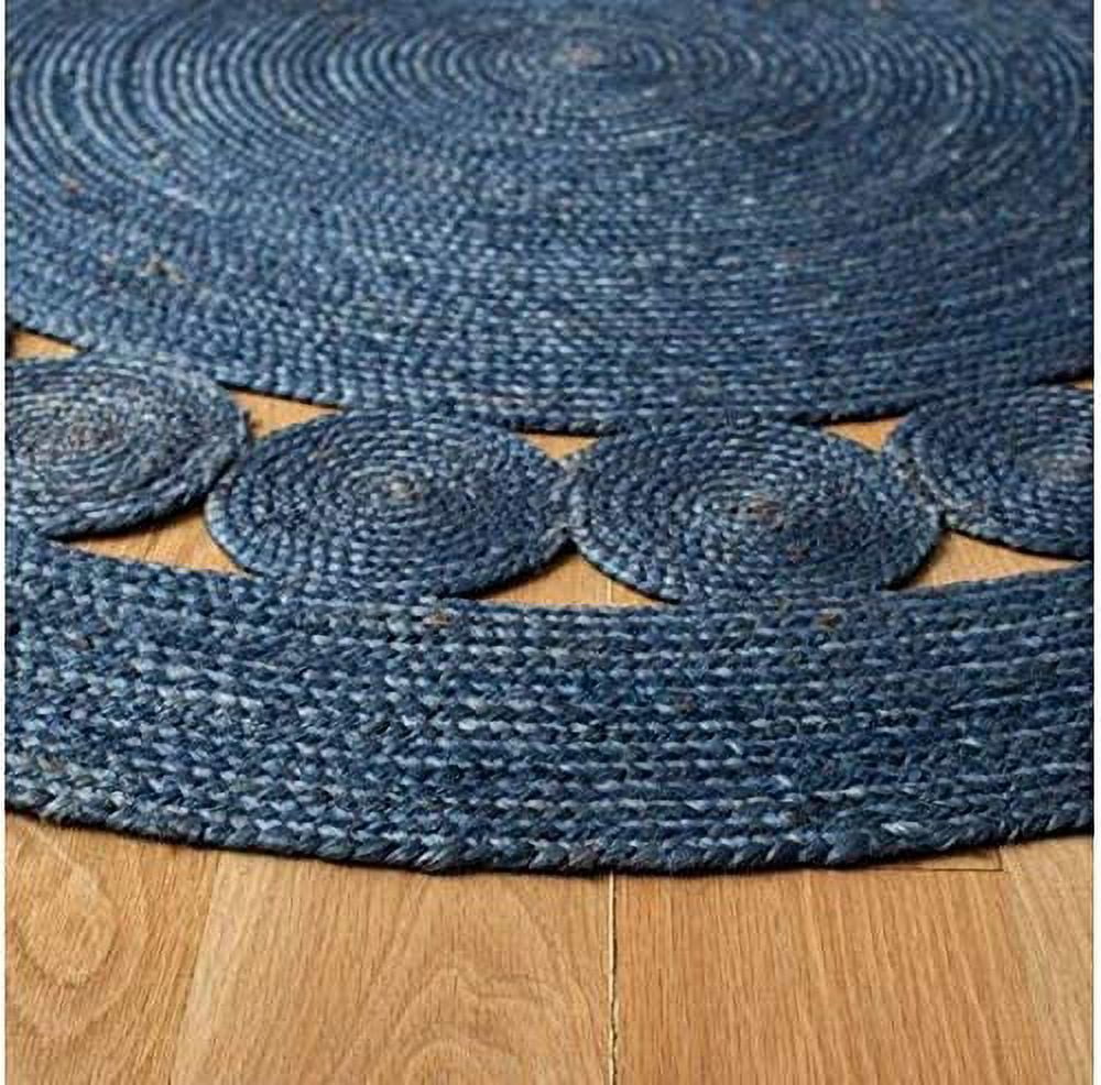 Avgari Creation Hand Woven, Oriental Jute Round Area Rug, Blue 10x10" Living Room , Indoor, Garden Carpet Rug Doormat