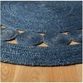thumbnail image 3 of Hand Woven, Oriental Jute Round Area Rug, Blue 4x4" Living Room , Indoor, Garden Carpet Rug Doormat, 3 of 4