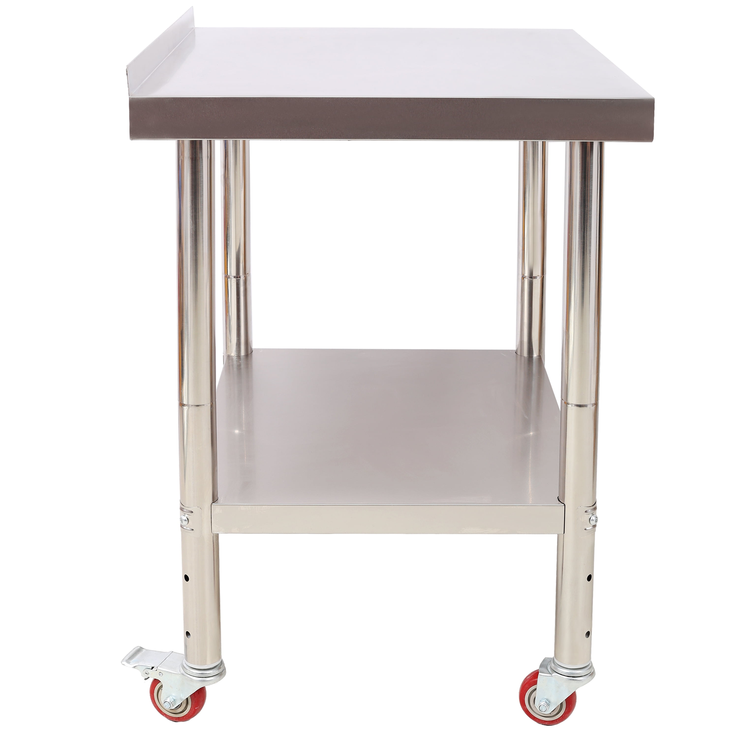 30x24x35-1/2 Inch Stainless Steel Prep Table, 440lbs Load Heavy Duty Metal Worktable with Backsplash, Adjustable Undershelf & 4 Casters, Commercial Workstation for Kitchen/Restaurant