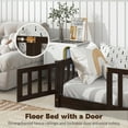 thumbnail image 3 of PAPROOS Twin Montessor Floor Bed, Solid Wood Toddler Bed with Safety Guardrail and Door, Easy Assembly, Low-to-Floor Bed Frame with Slats for Kids, Espresso, 3 of 10