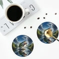 thumbnail image 4 of KLL Largemouth Bass Jumping Out of The Water Drink Coasters Set of 4,PU Leather Absorbent Coasters Set Decorative Coffee Cup Coasters Housewarming Gift for Home Decor-Round Shape, 4 of 6