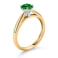 thumbnail image 3 of Gem Stone King 10K Yellow Gold Green Created Emerald Solitaire Engagement Ring for Women (0.84 Cttw, Round 5MM, Gemstone, Available in Size 5, 6, 7, 8, 9), 3 of 4