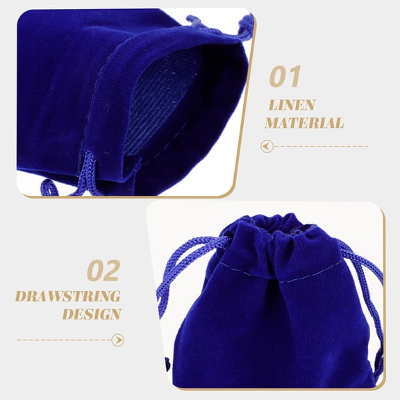 OULII 10Pcs Blue Drawstring Bags for Candy Storage with Stretch Luxury Jewelry Pouches