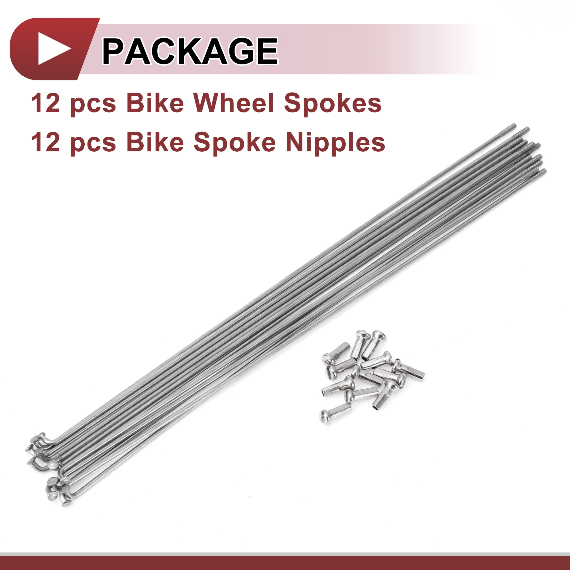 Unique Bargains 12 Set 14G Bicycle Spokes Bike Wheel Spokes 304 Stainless Steel 235mm