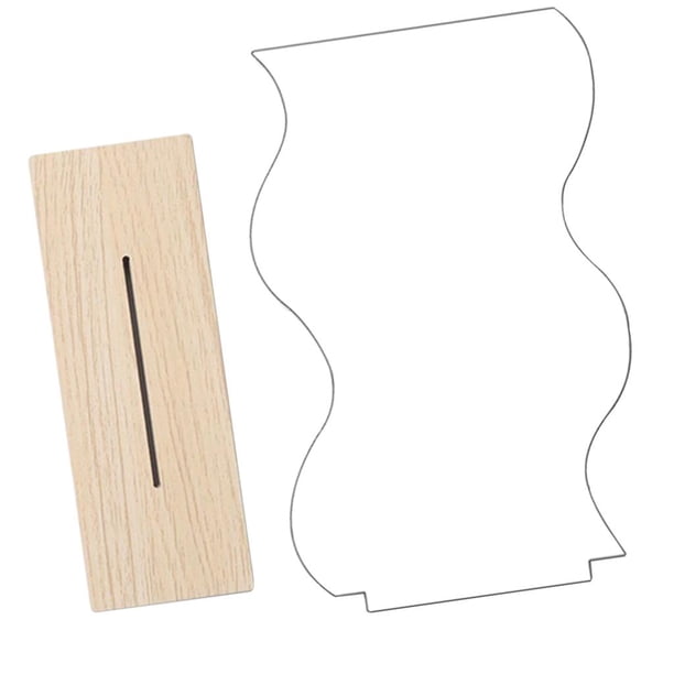 Espejo de maquillaje acrílico irregular, espejo de mesa, tocador, base de madera para dormitorio. A