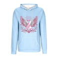 thumbnail image 3 of Ozmmyan Womens Fall Sweatshirt Hooded Breast Cancer Awareness Wing Print Long Sleeve Oversized Casual Pullover Sweatshirt with Pocket Winter, 3 of 4