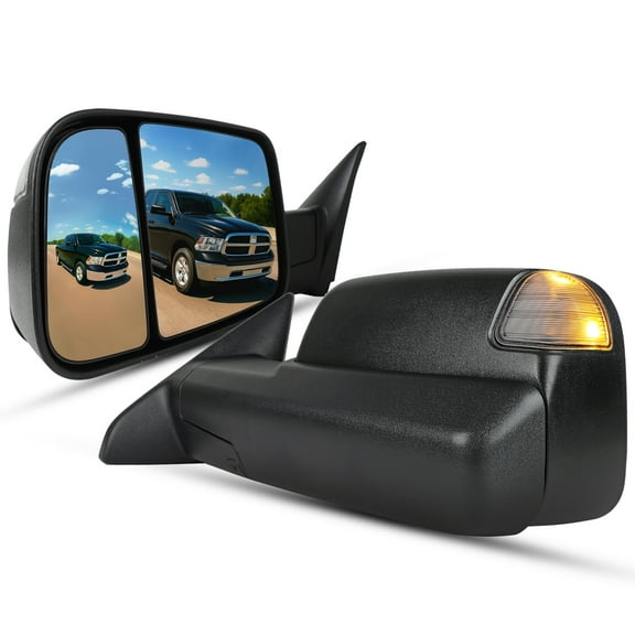 Spec-D Tuning Power Heated Manual Fold Tow Mirrors   LED Signal   Puddle Lights Compatible with 2009-2012 Dodge Ram 1500, 2010-2012 Ram 2500 3500 Left   Right Pair