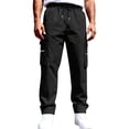 thumbnail image 2 of Domzle Men's Relaxed Fit Cargo Pants Straight Leg Casual Work Sweatpants with Pockets for Hiking Fishing Construction Black L, 2 of 5