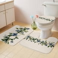 thumbnail image 4 of Spring Flower Bathroom Rugs Set Vintage Blue Floral Watercolor Plant Linen Texture Non Slip Absorbent Soft Bath Mats 3 Piece Set with Bathroom Rug, U-Shaped Floor Mat, Toilet Seat Cover Small Size, 4 of 9
