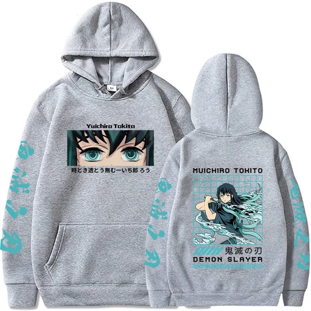 Sudadera con capucha de Demon Slayer para mujer, suéter con estampado de Anime japonés, Harajuku, Muichiro, Tokito, talla grande, novedad