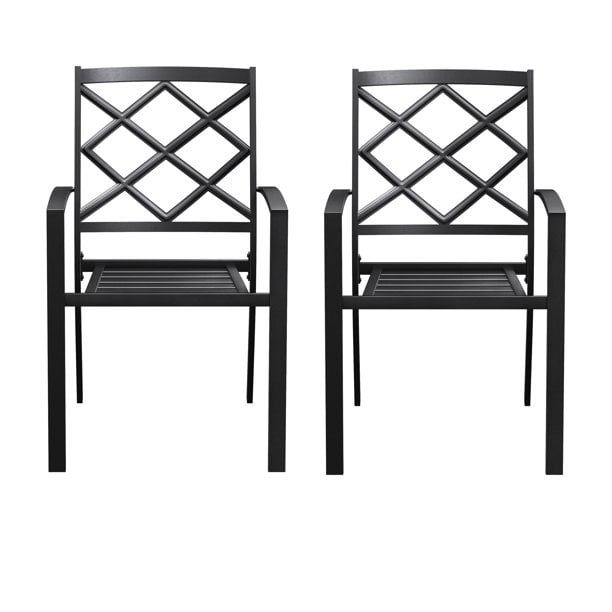 BigRoof Outdoor Chairs Set of 2, Iron Metal Dining 300 LBS Weight