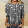 thumbnail image 3 of Purple Floral T Shirts for Women, Short Sleeve Button Down Shirts for Women, Polyester Workout Shirts for Women, Women's Daily Sequin Printed Crewneck Top Seven Quarter Sleeve T Shirt Flower Loose, 3 of 3