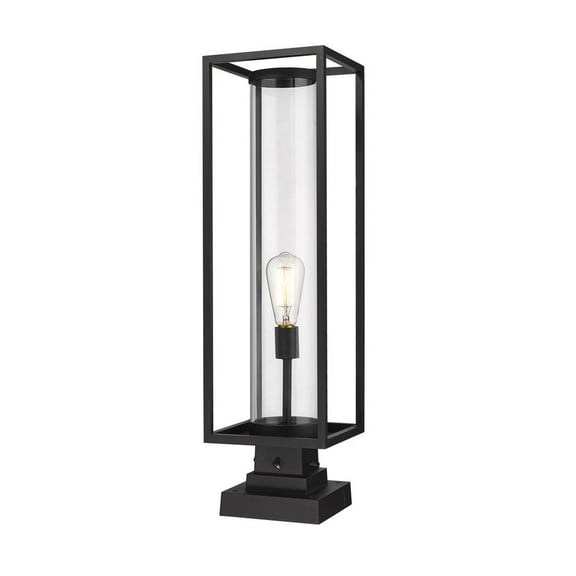 1 Light Outdoor Pier Mount Light In Modern Style-19.5 Inches Tall And 8 Inches Wide-Black Finish-Seedy Glass Color Z-Lite 594Phmr-533Pm-Bk