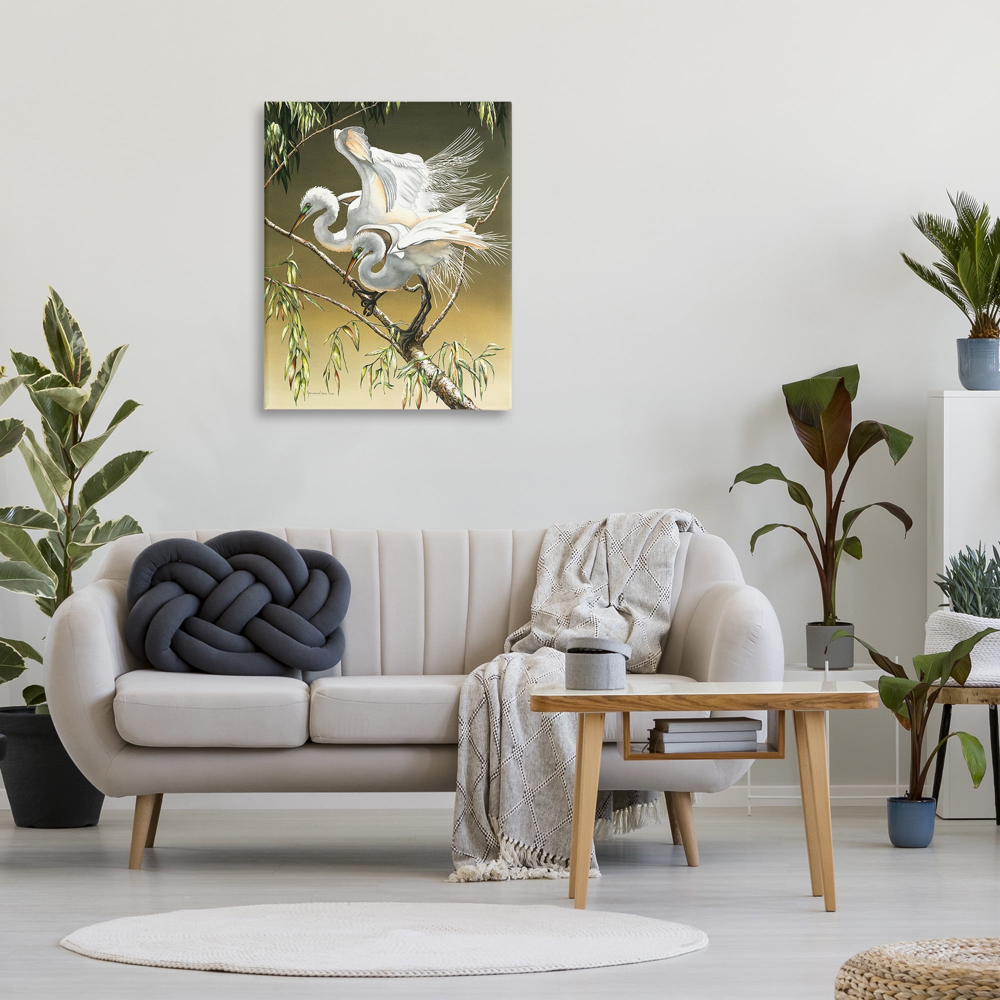 Stupell Industries Egrets Perched on Branch Animals & Insects Painting Gallery Wrapped Canvas Art Print Wall Art, 30 x 40