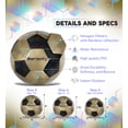 thumbnail image 2 of Barocity Black and Gold Size 4 Soccer Ball - Premium Outdoor and Indoor Soccer Ball with Reflective Iridescent Rainbow Hex Pattern, Cool Boys and Girls Soccer Ball for Playtime, Practice and Training, 2 of 7