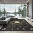 thumbnail image 2 of ODIKA 6'x9' Washable Area Rug Cd Vinyl Record Vintage Music Notes Spinning Grooves Retro Disc Flowing Dynamic for Family Room, Living Room, Master Bedroom, Non-Slip, Easy Care, 2 of 7