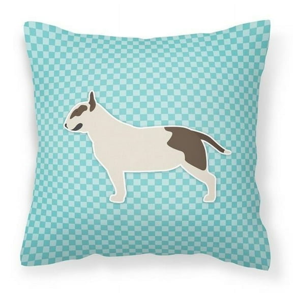 Carolines Treasures BB3778PW1414 Bull Terrier Checkerboard Blue Fabric Decorative Pillow
