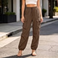 thumbnail image 5 of LAJPXKHY Cargo Pants for Women Joggers Workout Baggy Drawstring High Elastic Waisted Wide Leg Running Hiking Trousers with Pockets, 5 of 6