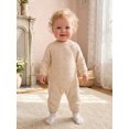 thumbnail image 3 of RUINIXCW Newborn Baby Girl Hospital Going Home Outfit Knit Sweater Romper Infant Girls Spring Fall Winter Clothes Solid Eyelet Long Sleeve Jumpsuit, 3 of 10