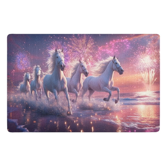BZSMCE Floor Mats 32x20in White Horse Creativity Doormats