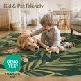 thumbnail image 4 of ODIKA 4'x6' Green Deep Tropical Elegance with Exotic Washable Area Rug Lush Botanicals and Avian Motifs in a Vintage for Home Office, Under Desk, Non-Slip Chair-Friendly, Flatwoven, 4 of 7