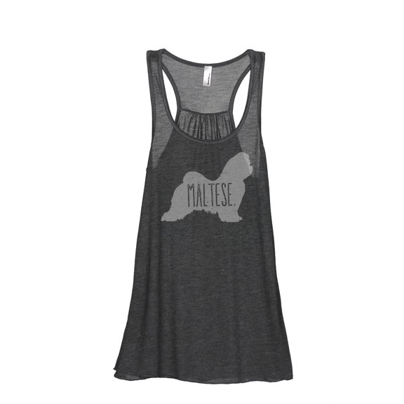 Thread Tank Maltese Dog Silhouette Women's Sleeveless Flowy Racerback Tank Top Charcoal Small